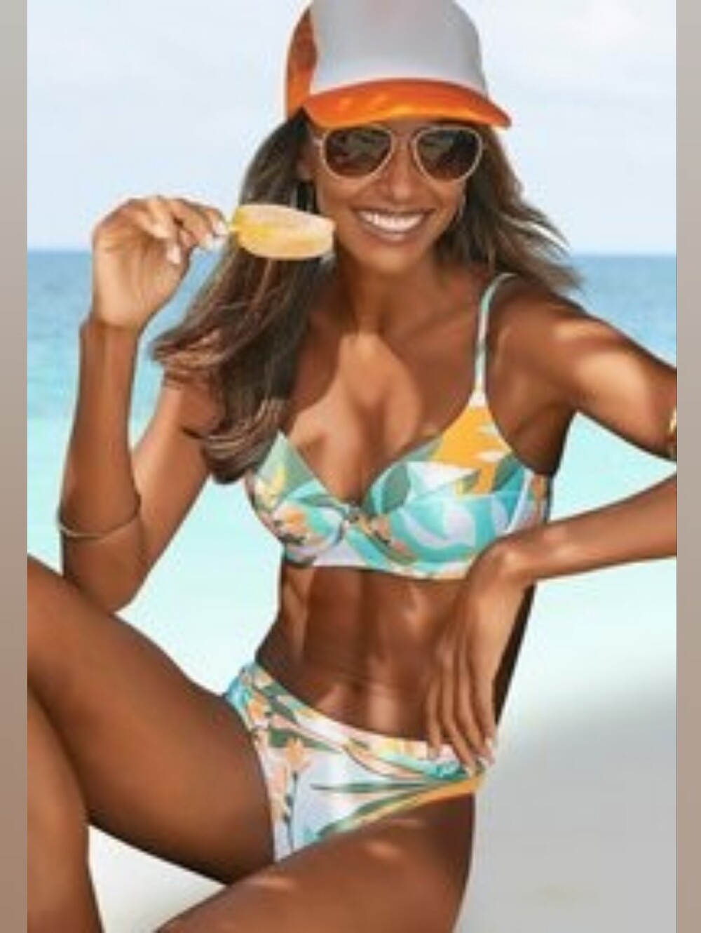 NWT ** Sunseeker Australia Bikini Yellow & White Tropical Print